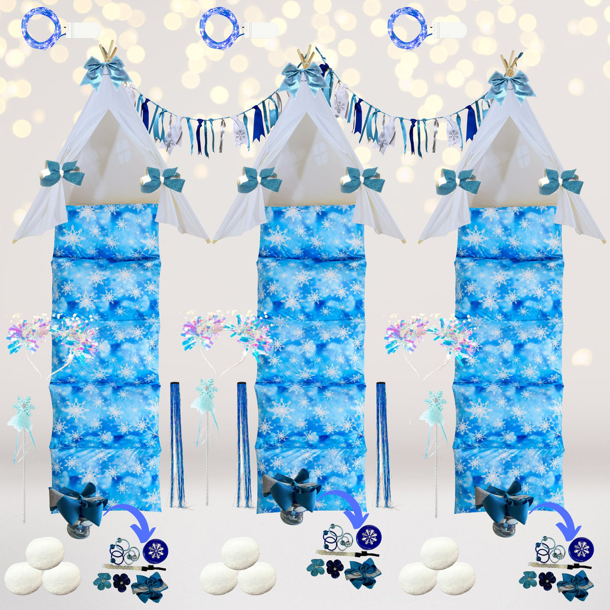 Snowflake Princess Teepee Tent Party Supplies Kit