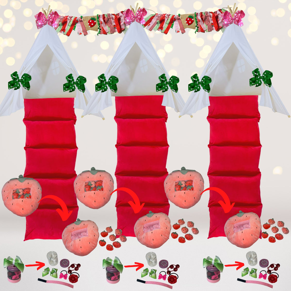 Strawberry Themed Party, Sleepover Birthday Party Kit