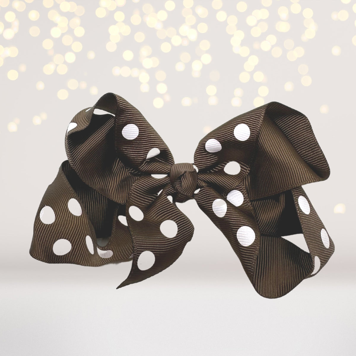 Girls brown Polka Dot Hair Bow, 5 inch girls bows for hair, polka dot accessories for hair, hair bow
