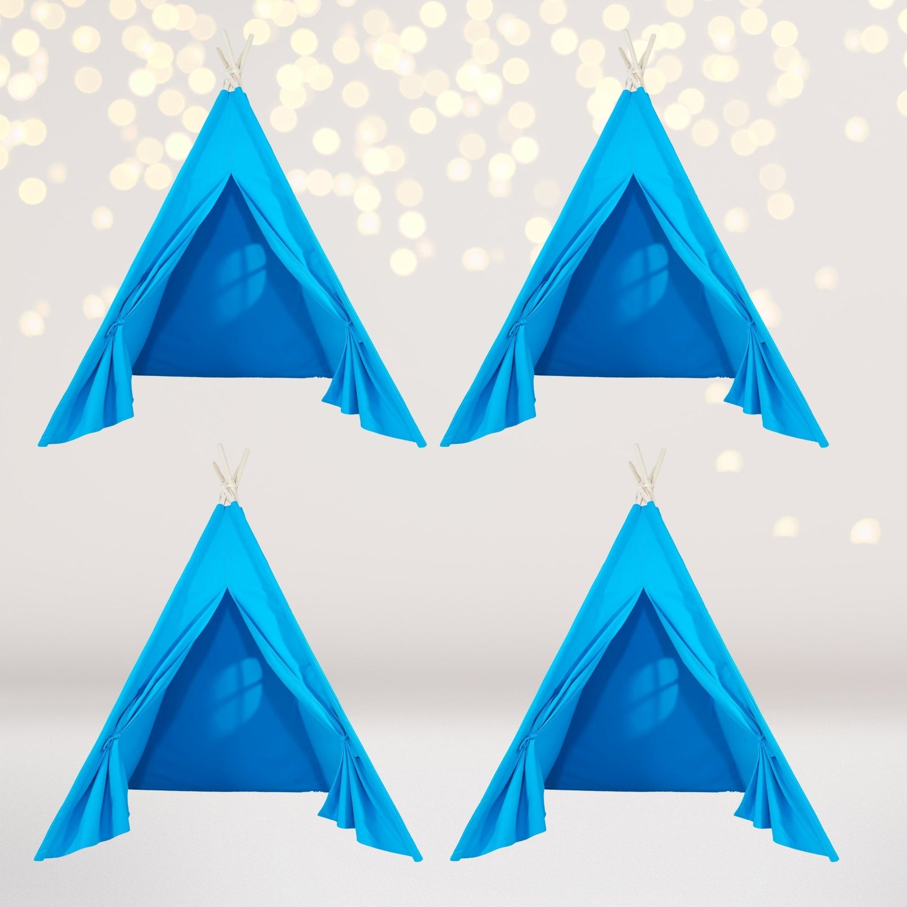 4 pack Kids Sleepover Tents-LUXE Kids Teepee Tent with Lights-Party Pack Turquoise