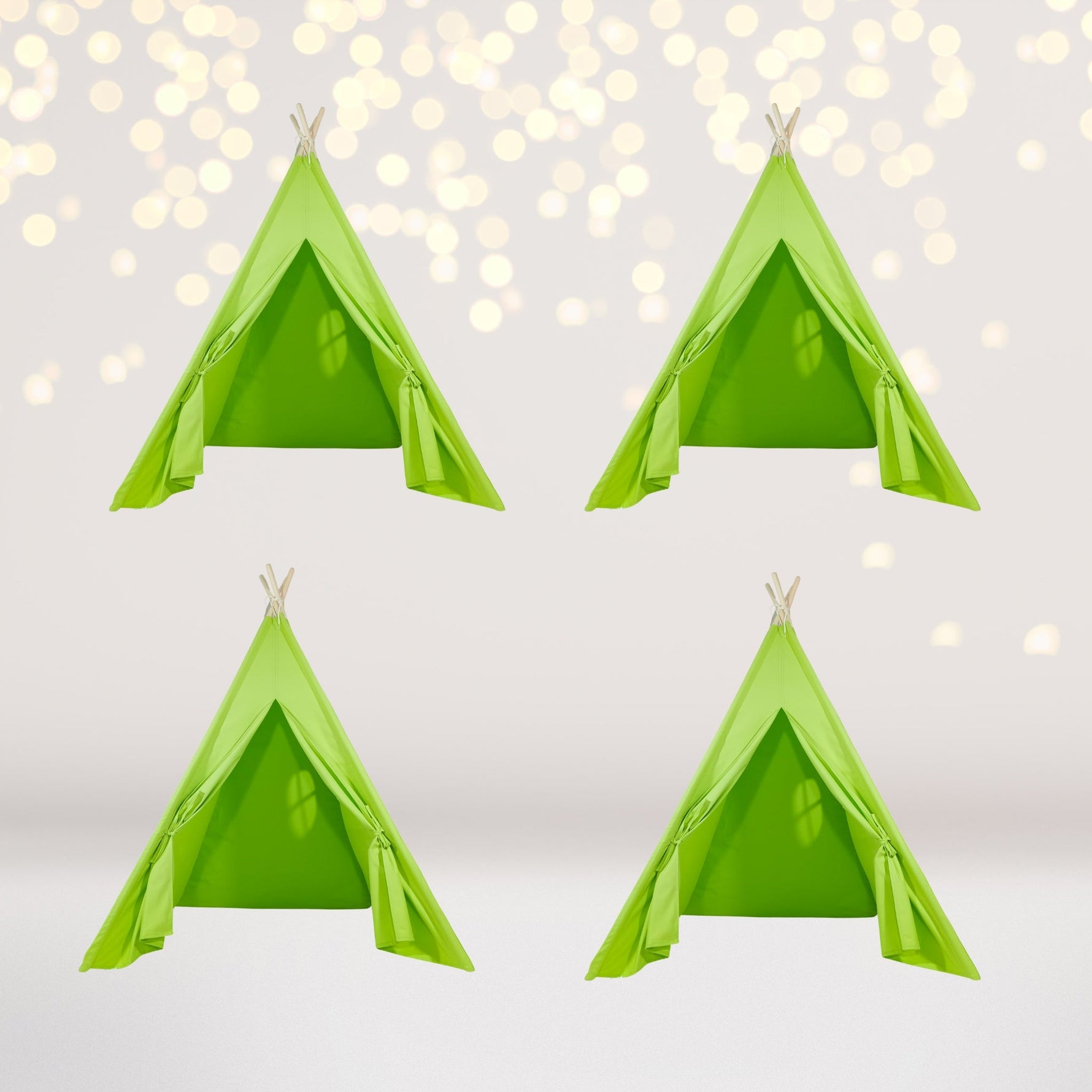 4 pack Kids Sleepover Tents-LUXE Kids Teepee Tent with Lights-Party Pack Lime
