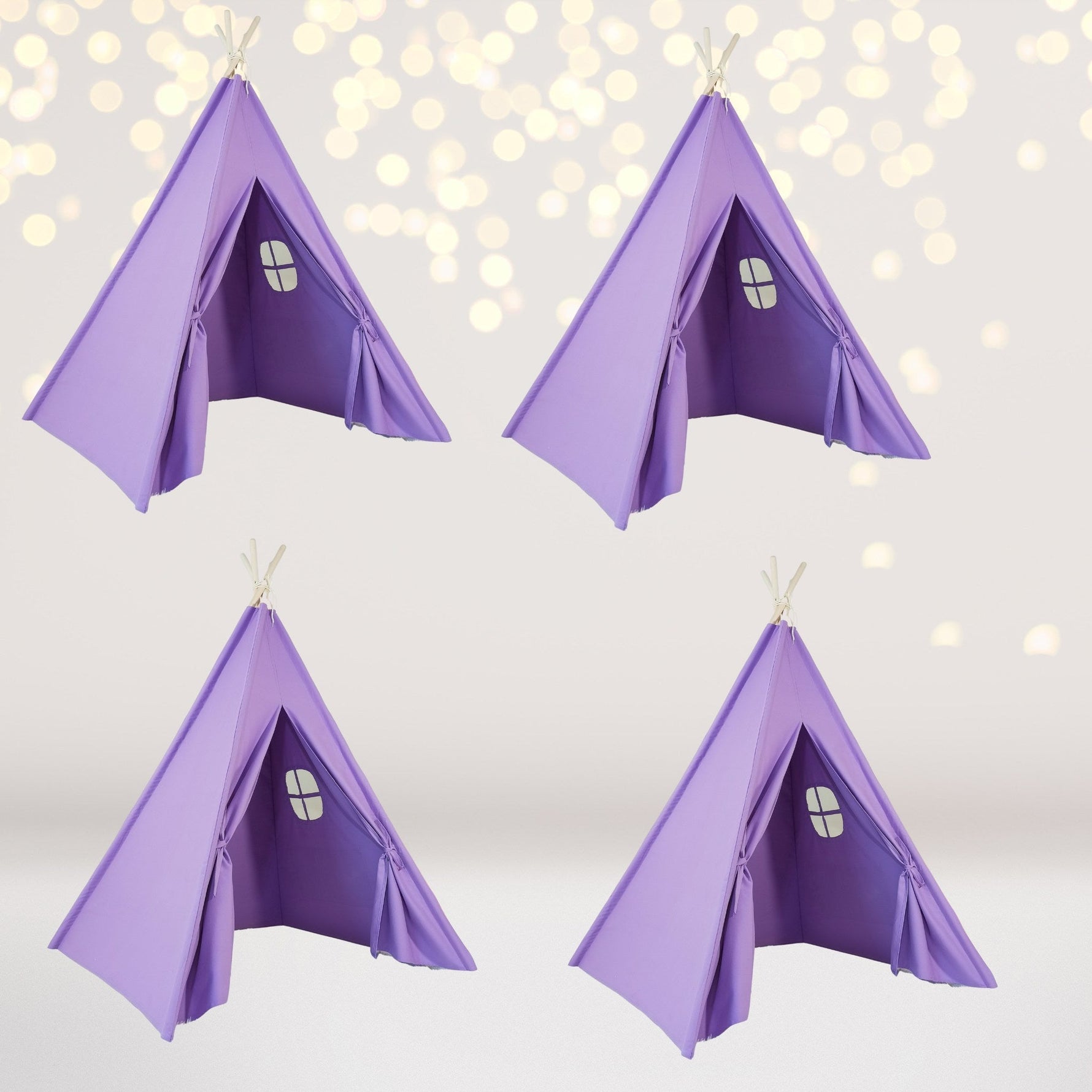 4 pack Kids Sleepover Tents-LUXE Kids Teepee Tent with Lights-Party Pack Lavender