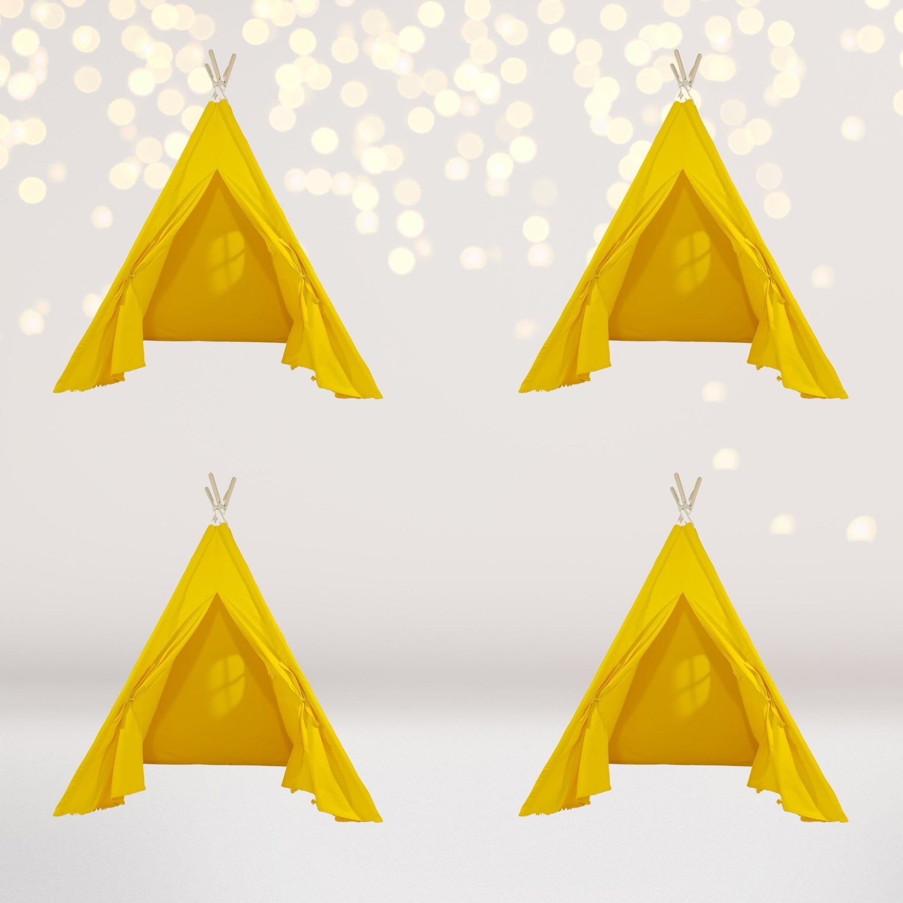 4 pack Kids Sleepover Tents-LUXE Kids Teepee Tent with Lights-Party Pack Yellow