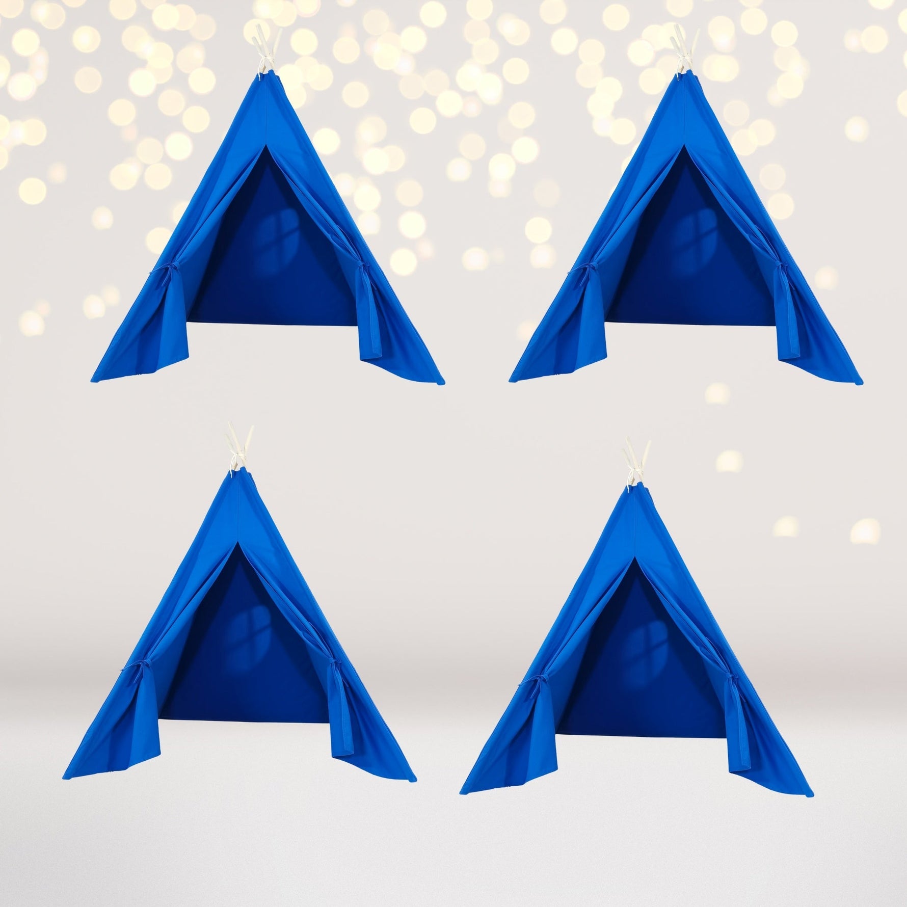 4 pack Kids Sleepover Tents-LUXE Kids Teepee Tent with Lights-Party Pack Royal Blue