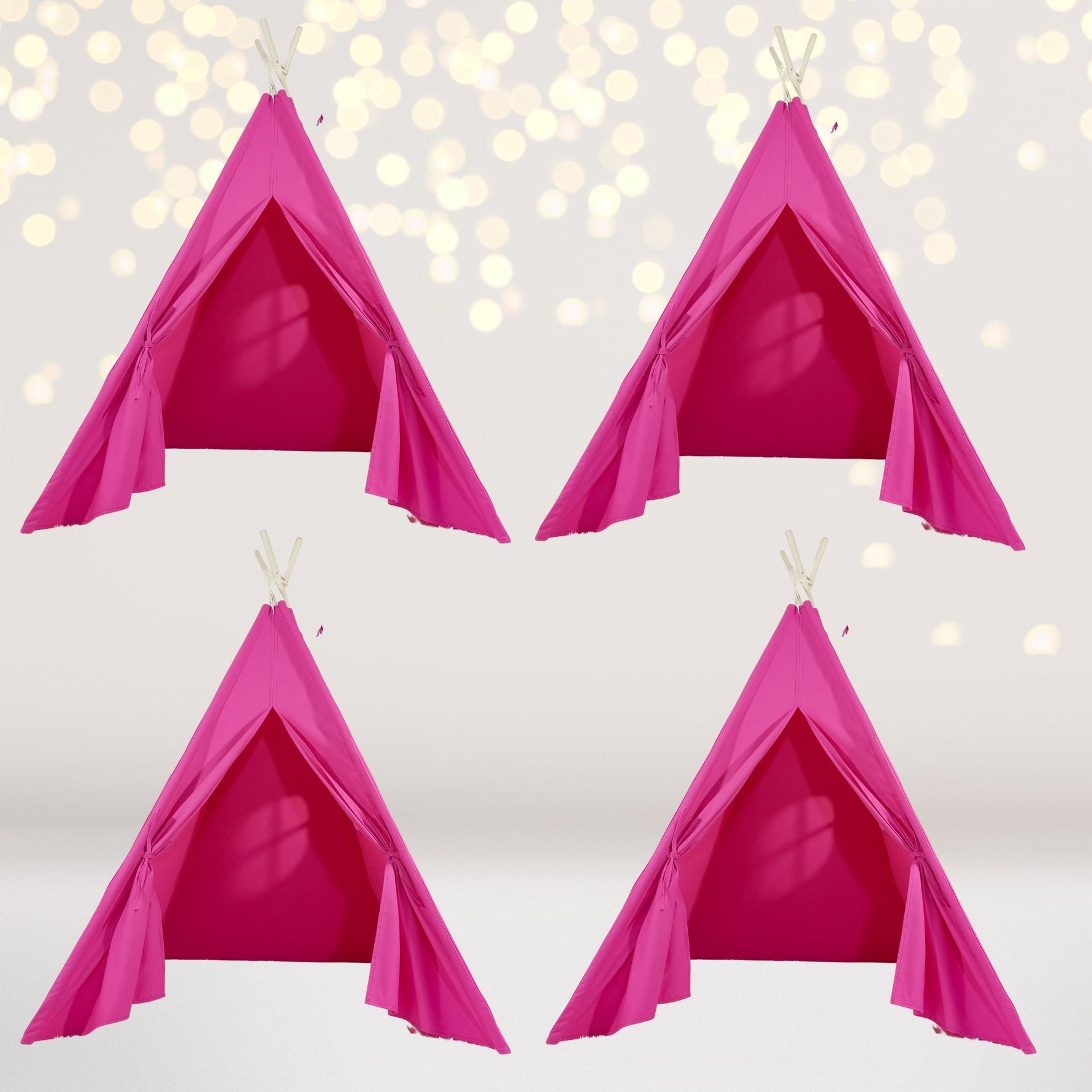 4 pack Kids Sleepover Tents-LUXE Kids Teepee Tent with Lights-Party Pack Hot Pink