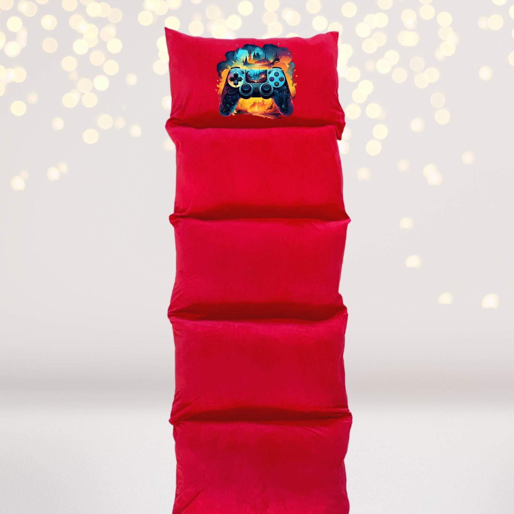 Kids Personalized Red Pillow Bed- Gaming Sleepover 
party