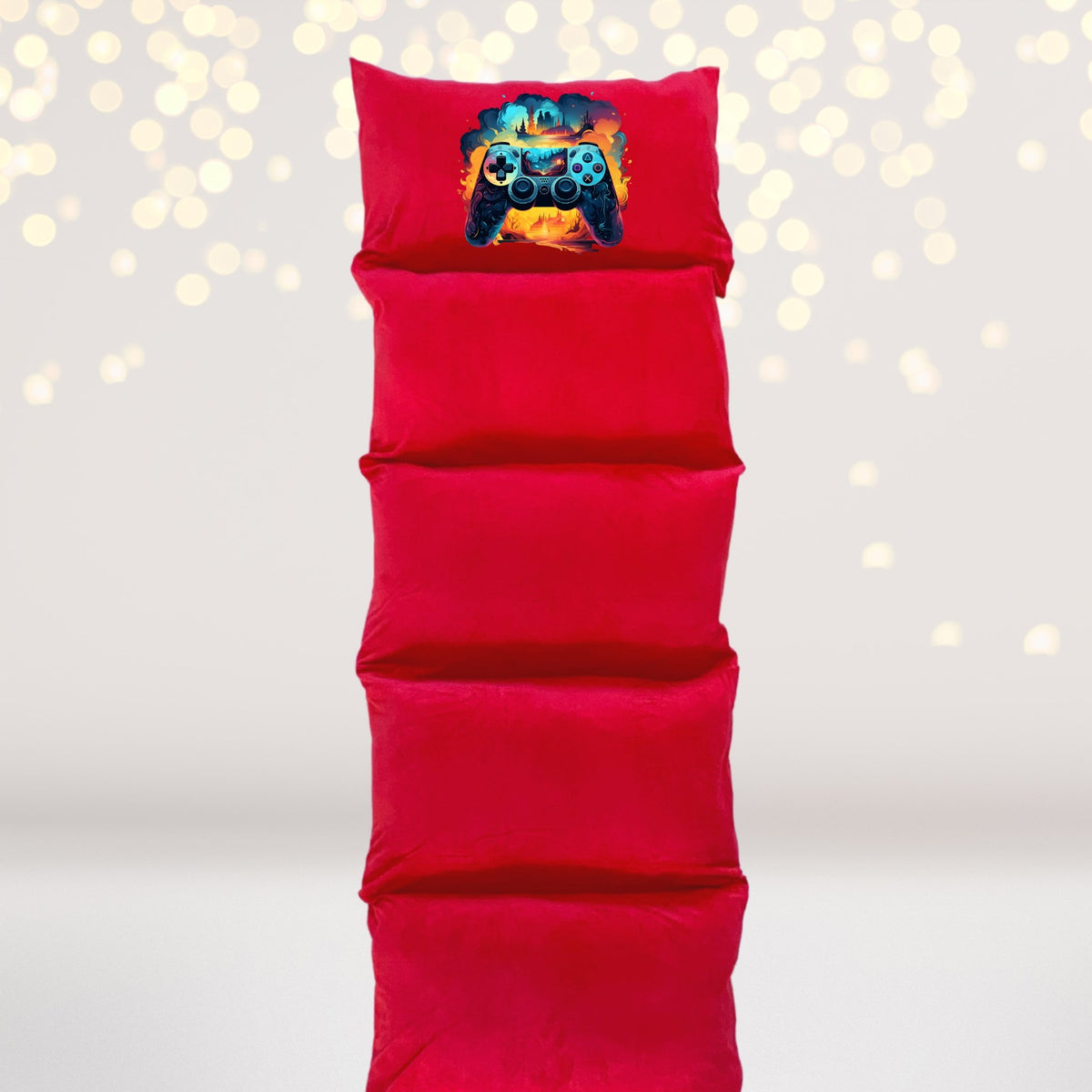 Kids Personalized Red Pillow Bed- Gaming Sleepover 
party