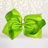 apple green big bows for hair, girls hair bow, accessories for hair, basic 8 inch hair bow