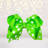 Girls neon green Polka Dot Hair Bow, 5 inch girls bows for hair, polka dot accessories for hair, hair bow