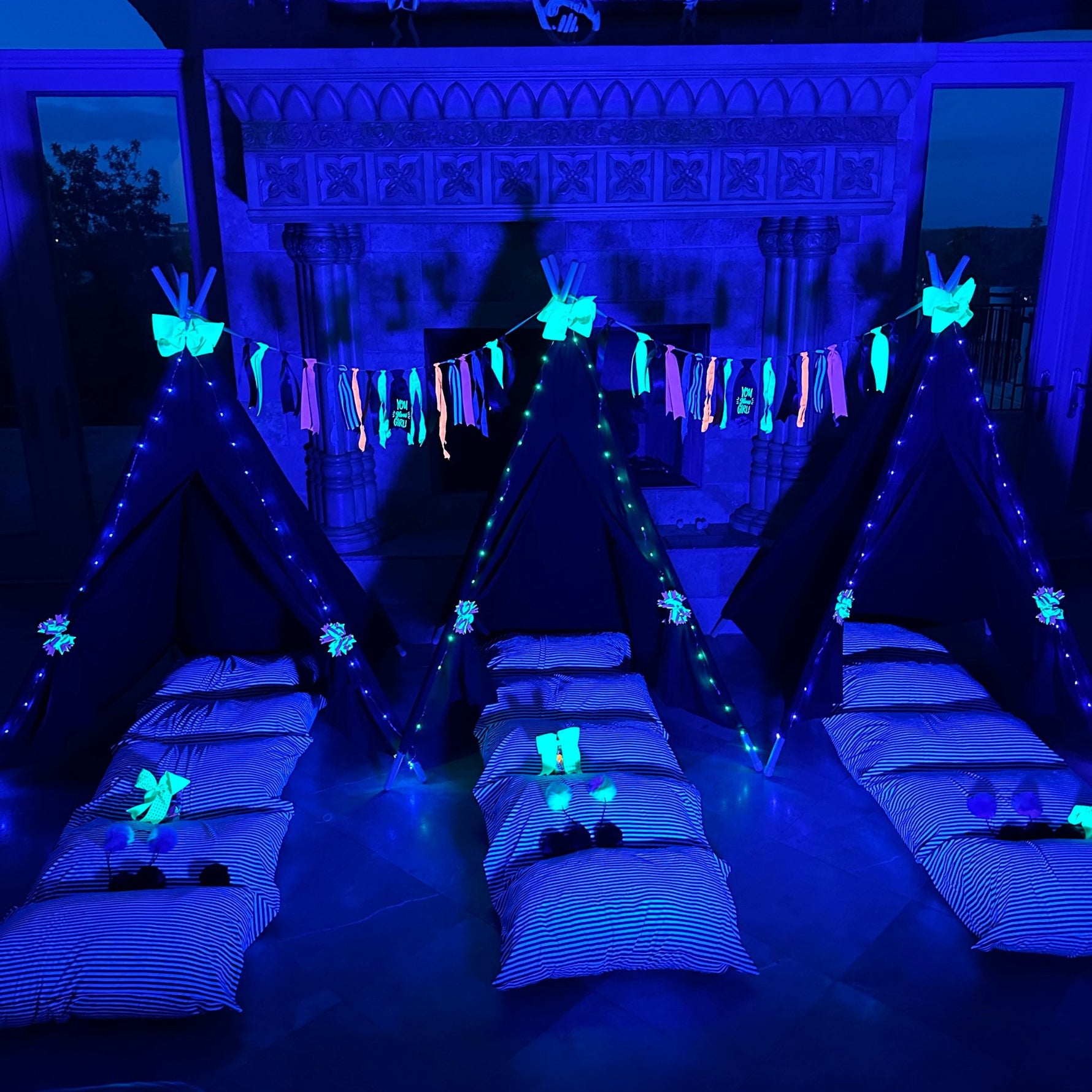 glow tent Glow Party-Glow in the Dark Party Supplies Sleepover Kit – Chicky Chicky Bling Bling