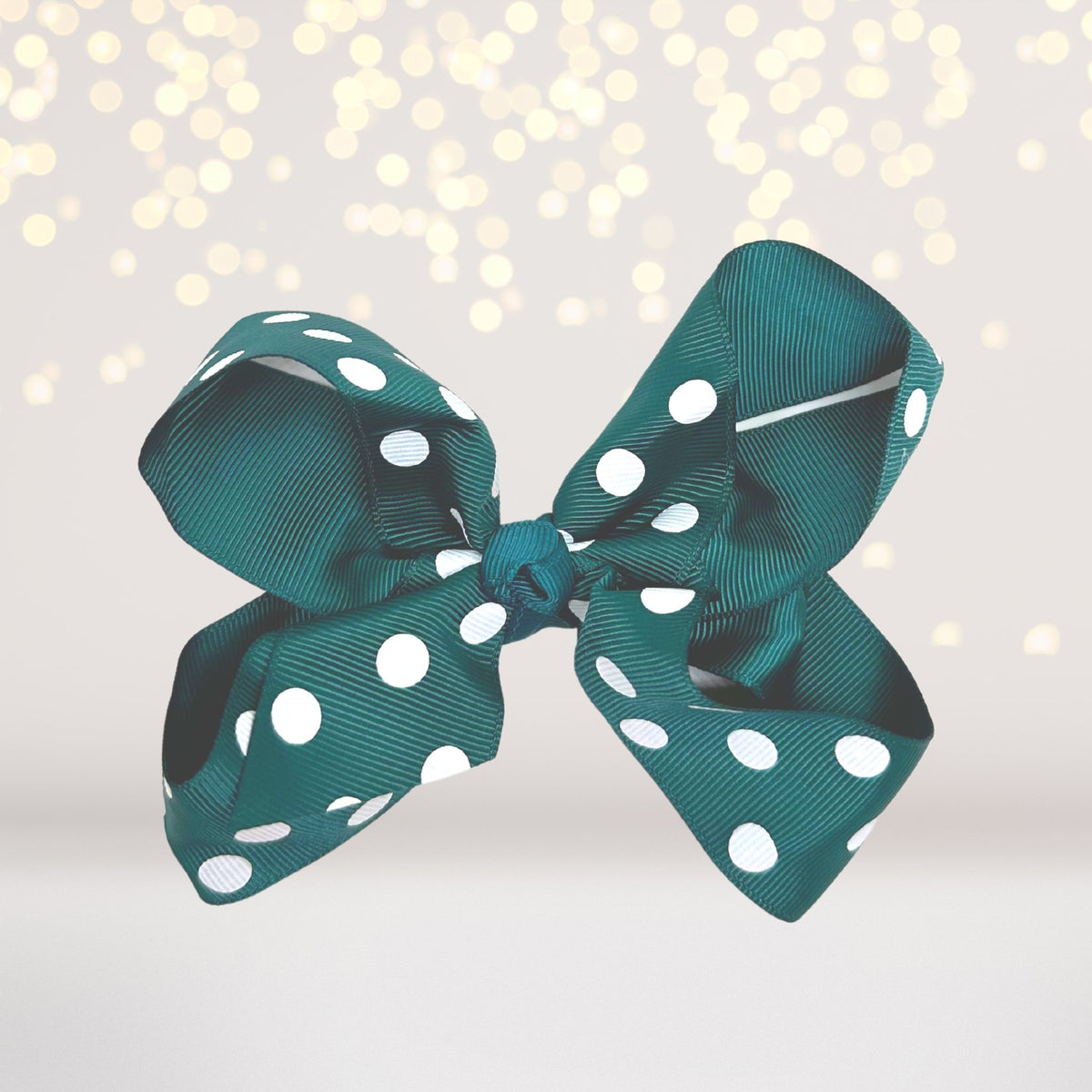 Girls teal Polka Dot Hair Bow, 5 inch girls bows for hair, polka dot accessories for hair, hair bow