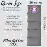 Striped Pillowed with measurements and personalization for our Halloween Sleepover Party Supplies kit- Halloween party kit