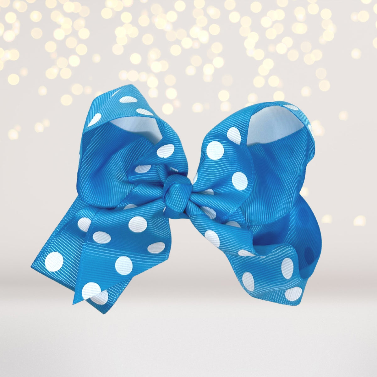 Girls Caribbean blue Polka Dot Hair Bow,5 inch girls bows for hair, polka dot accessories for hair, hair bow