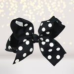 Girls black Polka Dot Hair Bow, 5 inch girls bows for hair, polka dot accessories for hair, hair bow