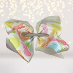 back of Easter treats marshmallow bow for hair- peep hair barrette- icing bows- bunny hair barrette- chick hair barrettes