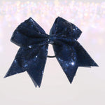 7 inch Sequin Cheer Bows, Girls Sequin Cheerleader Bow Pony