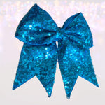 7 inch Sequin Cheer Bows, Girls Sequin Cheerleader Bow Pony