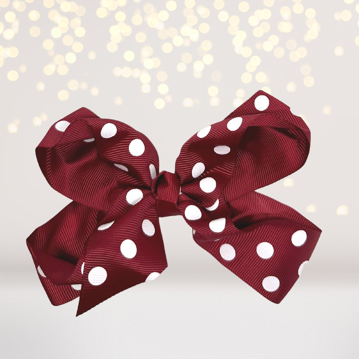 Girls maroon Polka Dot Hair Bow, 5 inch girls bows for hair, polka dot accessories for hair, hair bow