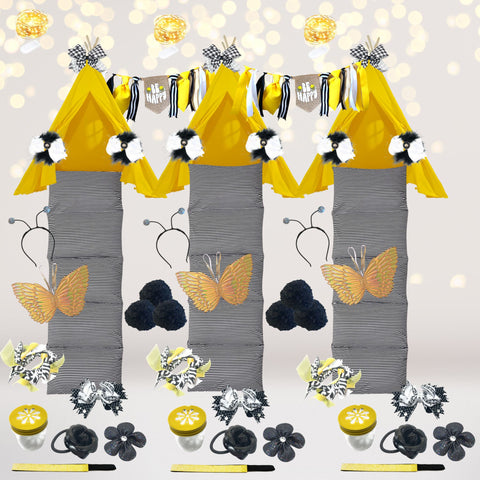 White and Black Bee Party Supplies-Sleepover Kit