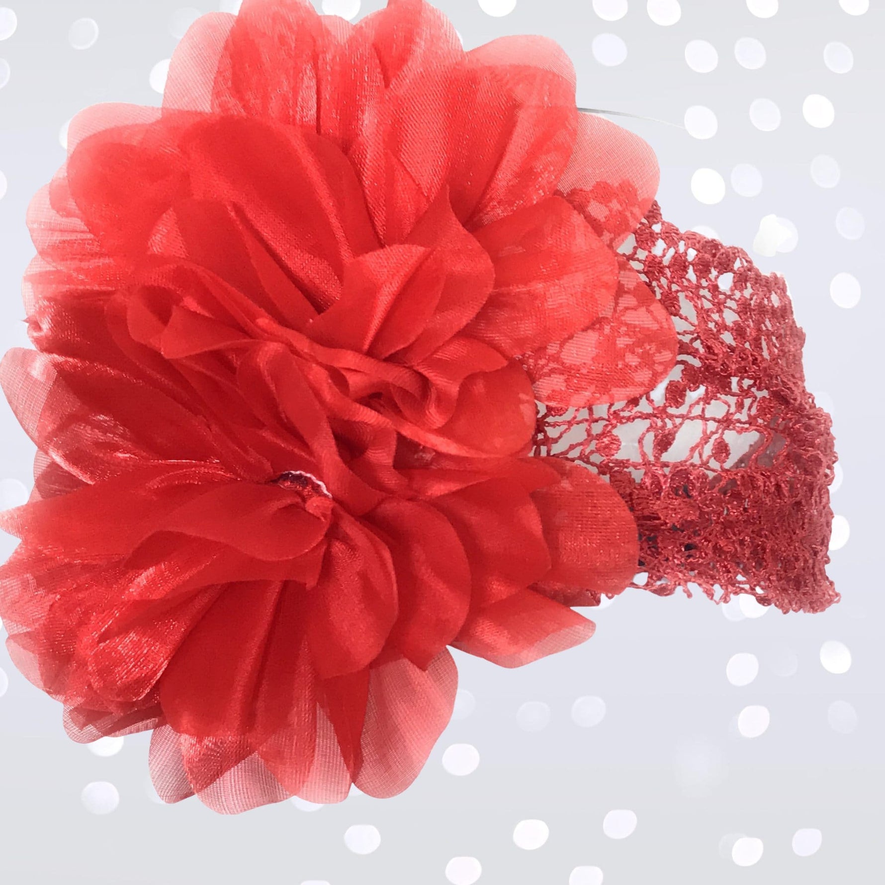 Cheery Red Crochet Lace Gatsby headband