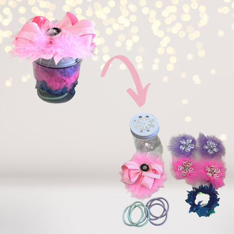 Fuzzy Pastel Party Favors - Fun Pastel Jars filled with hair accessories