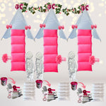 Pink and White Boho theme sleepover party supplies kit