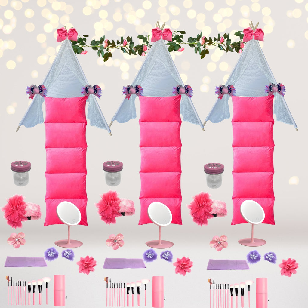 Girls Spa Themed Glamping Sleepover Tee Pee Tent Party Box, Spa