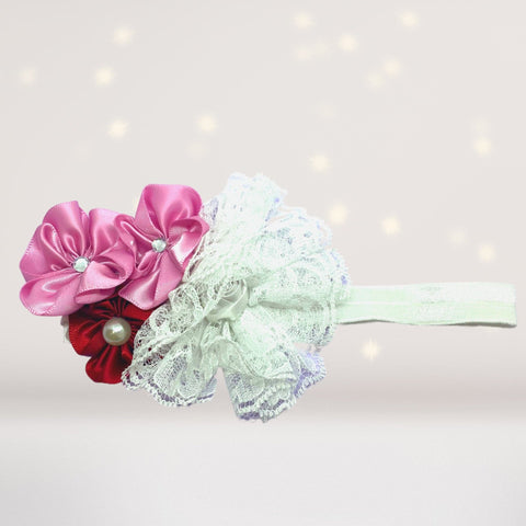 Baby Girls Satin and Lace Flower Headband