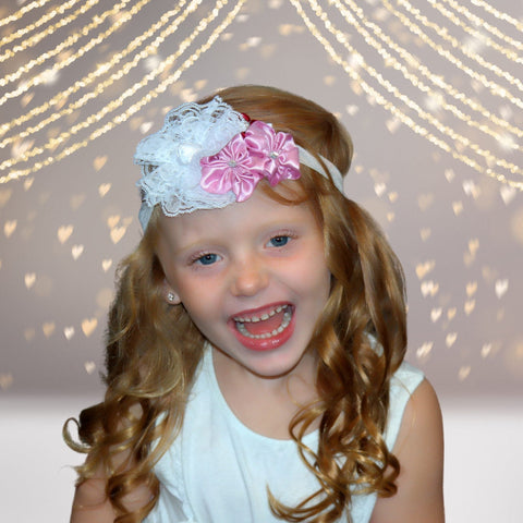 Baby Girls Satin and Lace Flower Headband