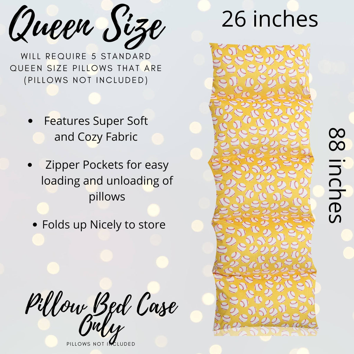 Baseball Pillow Bed, Softball Pillow Bed Case, Baseball Gift, Softball Gift