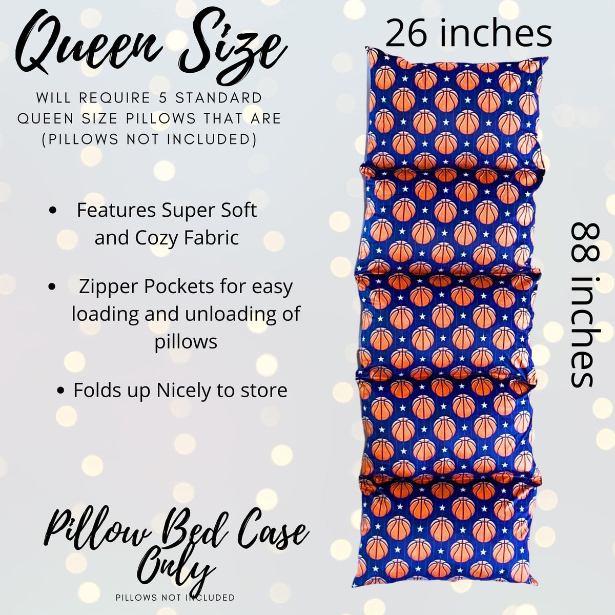 Basketball Pillow Bed Slipcover, Basketball Floor Lounger Slipcover, Wonderful Gift for Basketball lovers of all ages