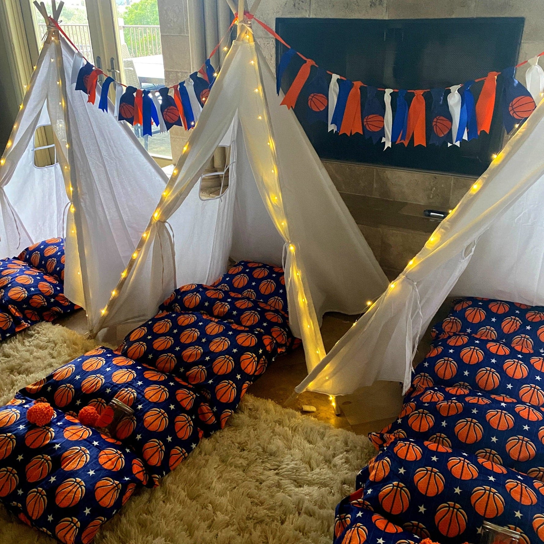sleepover in tent Basketball Themed Party Sleepover Kit – Chicky Chicky Bling Bling