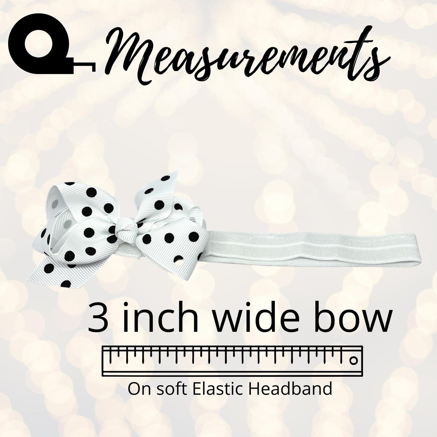 Black and White Polka Dot Bow Headband, Soft Elastic Baby Headband