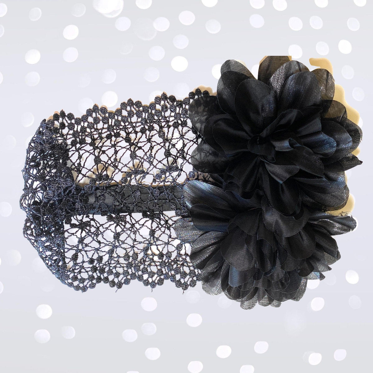 black Crochet Lace gatsby headband