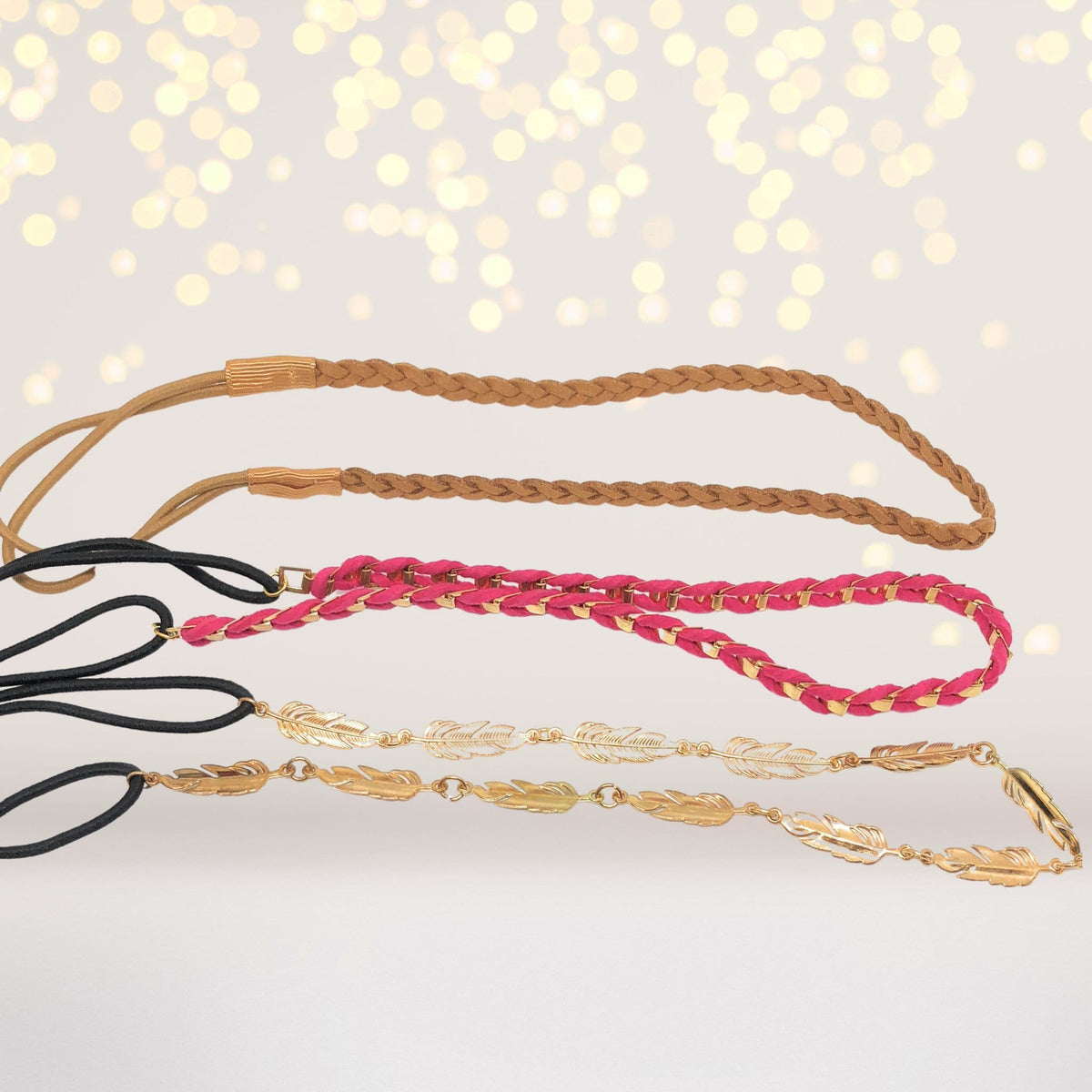 Bohemian Tribal Headbands 3 pack, Gold Arrow Headband, Suede Headbands