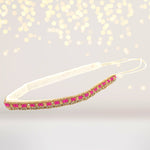 Fuchsia and Gold Bead Headband, Pink and Gold Beaded Headband