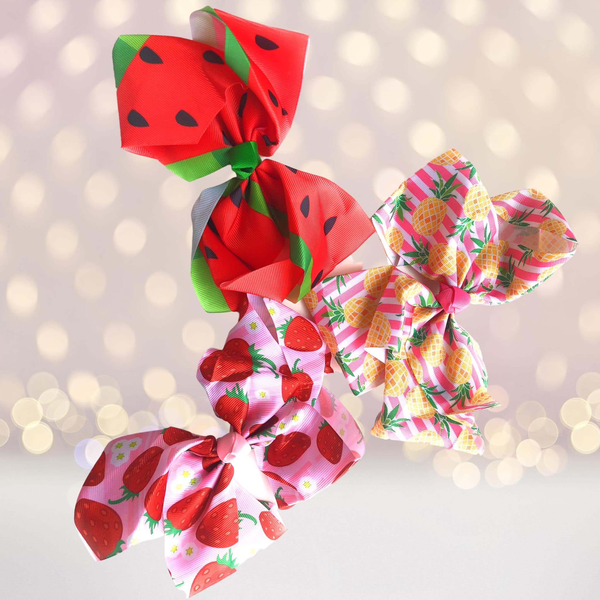 Fun Bows Fun Fruit Hair Bows, Pineapple-Strawwberry-Watermelon – Chicky Chicky ...