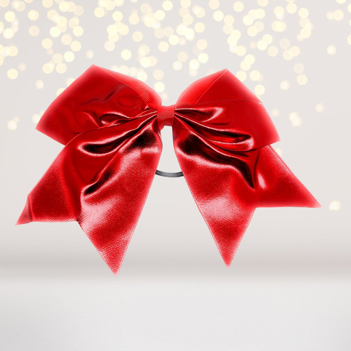 Girls 7 inch Metallic Shiny Holographic Cheer Bow Ponytail Holder