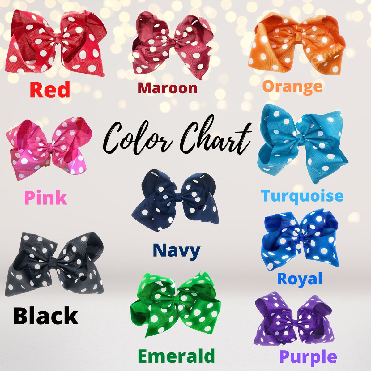 Girls 8 Inch Polka Dot Grosgrain Hair Bow