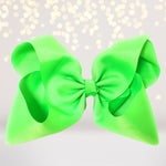 Neon Green big bows for hair, girls hair bow, accessories for hair, basic 8 inch hair bow