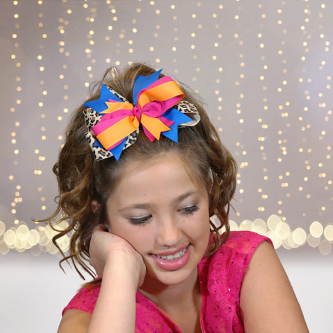 Girls Animal Print Round Layered Boutique Hair Bow