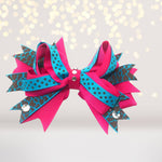 Girls Boutique Hair Bow With Sparkly Bling Stones
