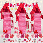 Girls Doll Glamping Party Sleepover Set, Tee Pee Slumber Party Set, Girl American Star Tent Party