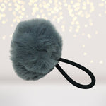 Girls Fur ball pouf Pom Pom ponytail holder elastic hairband