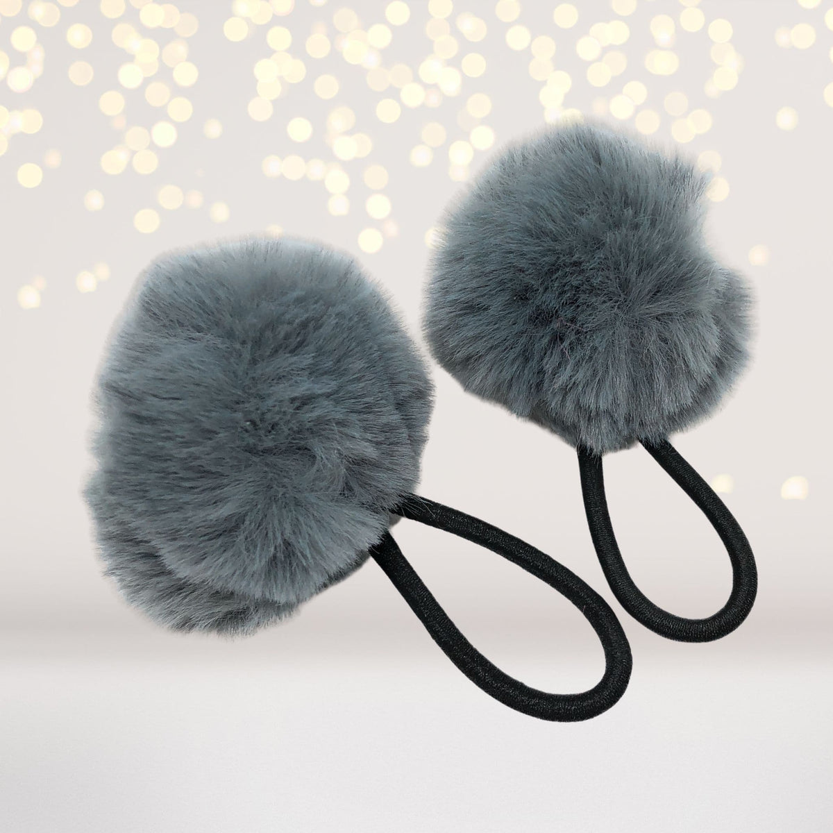 Girls Fur ball pouf Pom Pom ponytail holder elastic hairband