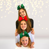 Girls Large Bow Christmas Headband Reindeer and Snow Man