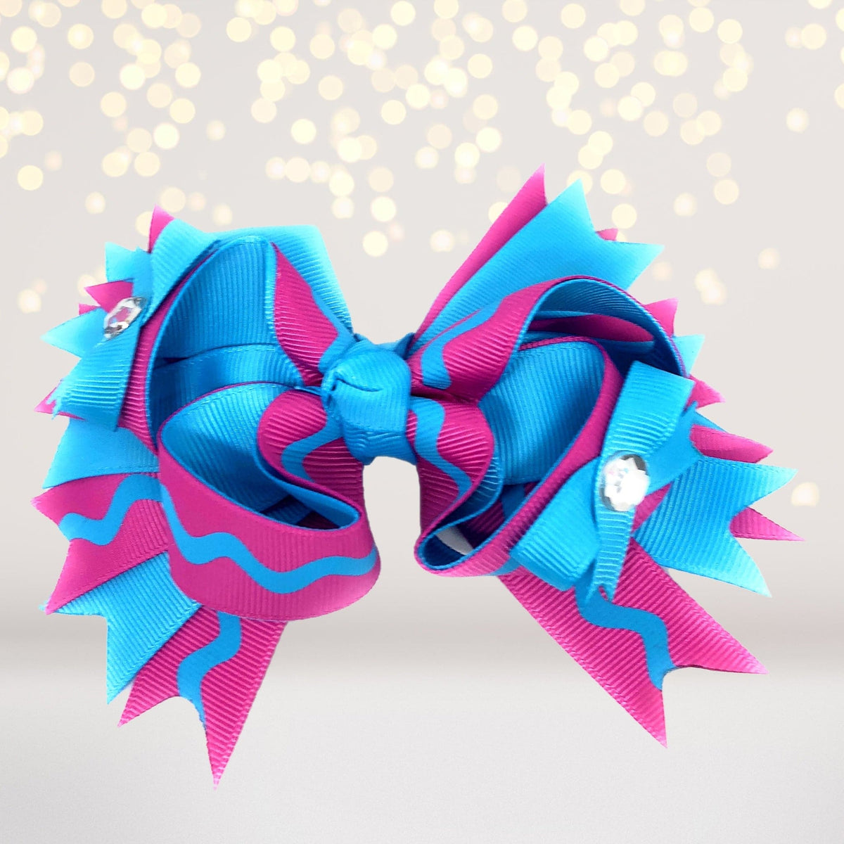 Girls Layered Boutique Hair Bow with Bling Stones