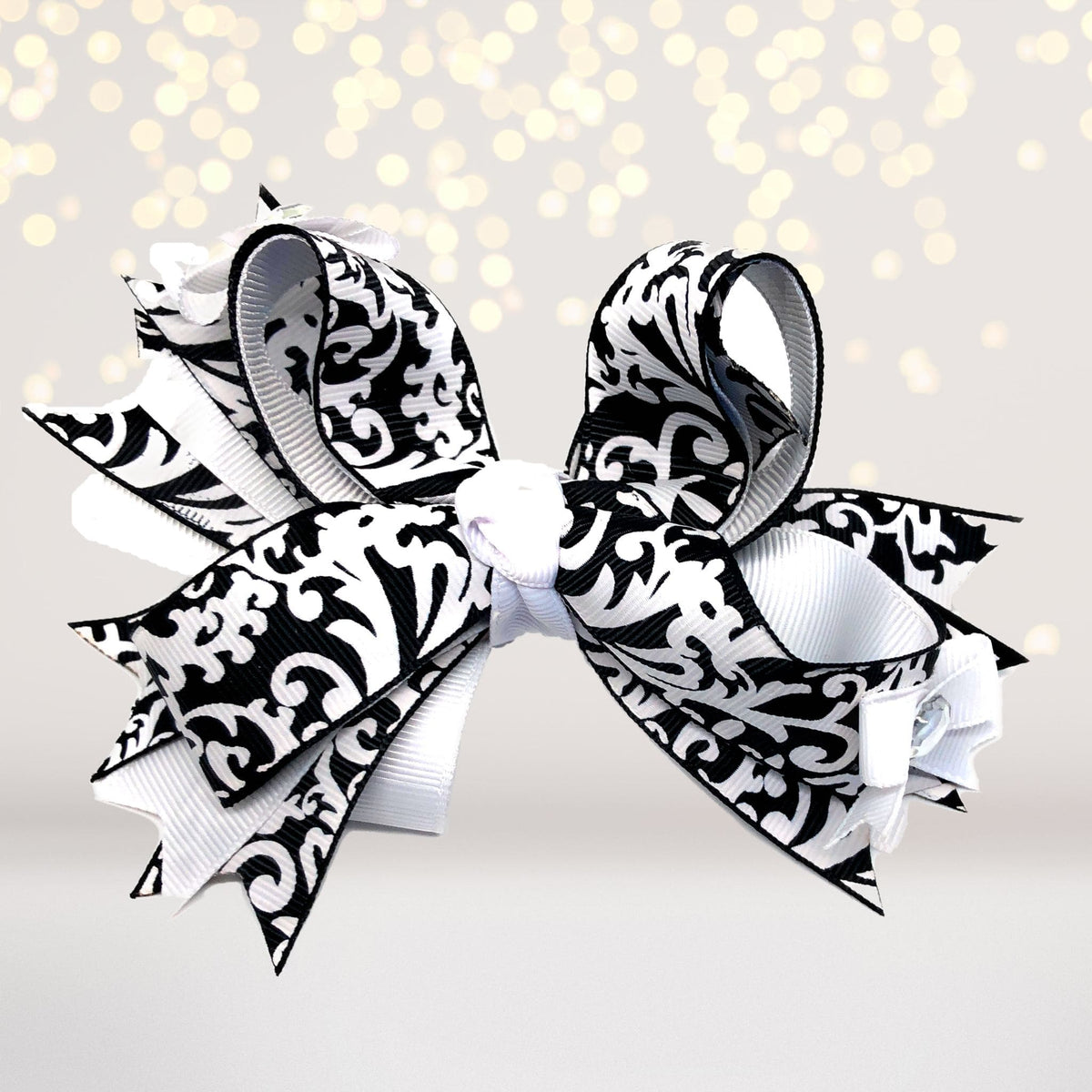 Girls Layered Boutique Hair Bow with Bling Stones