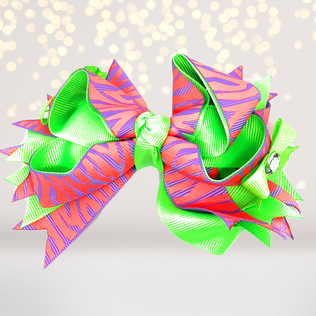 Girls Layered Boutique Hair Bow with Bling Stones