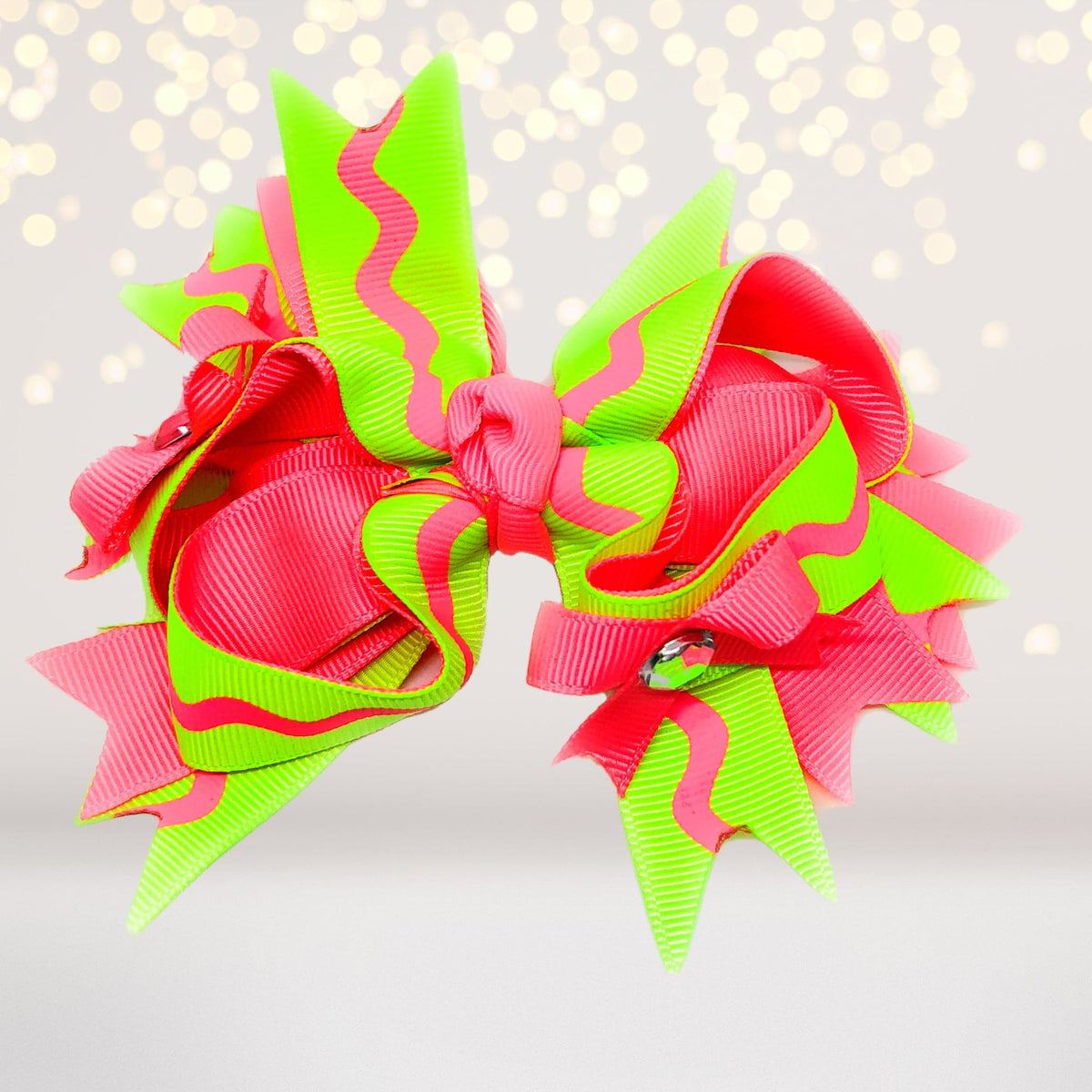 Girls Layered Boutique Hair Bow with Bling Stones